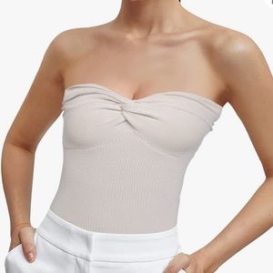 Twisted ribbed knit tube top